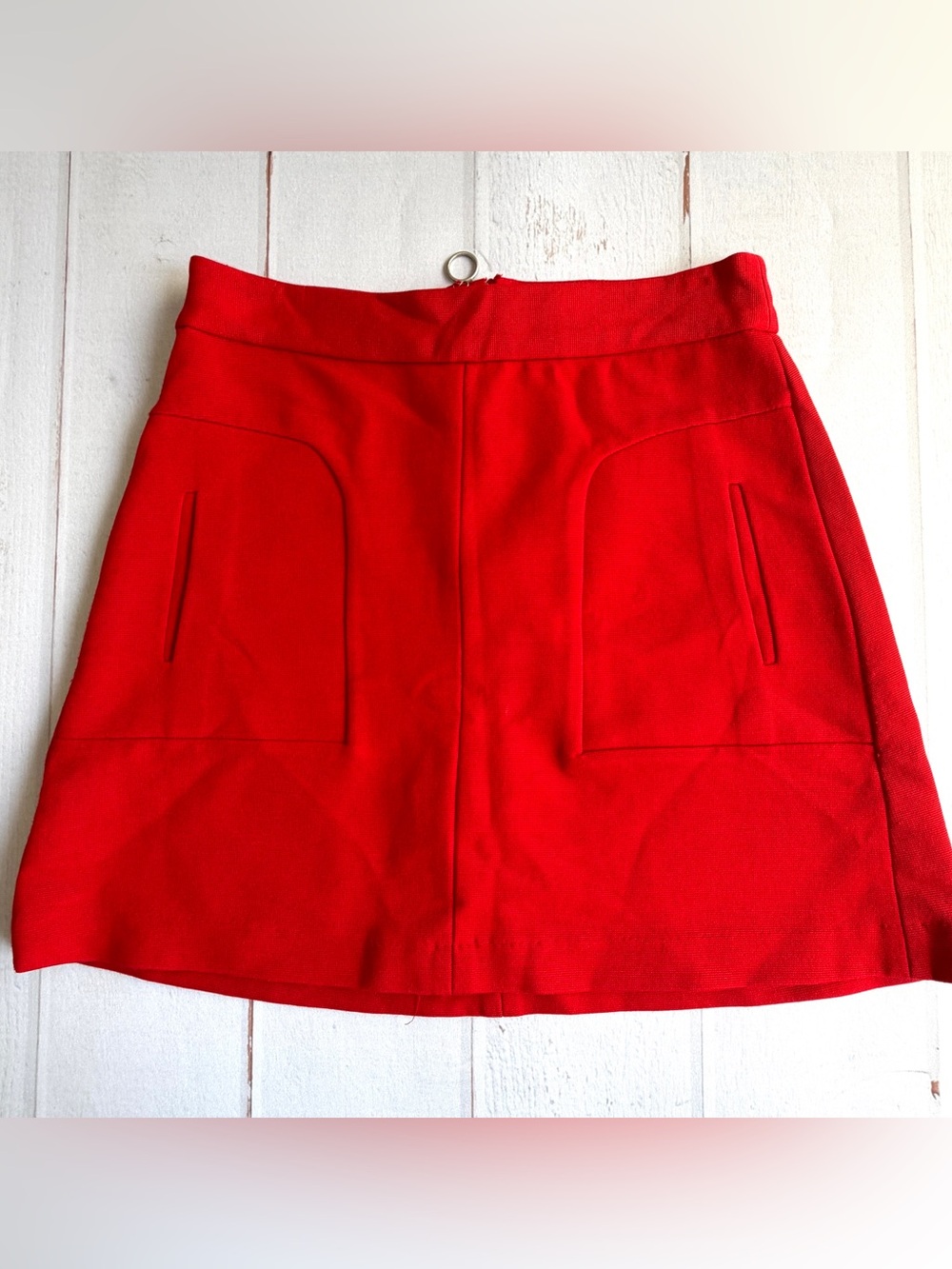 Anthropologie Maeve Red Ponte Knit A-Line Mini Skirt Pockets Size 2